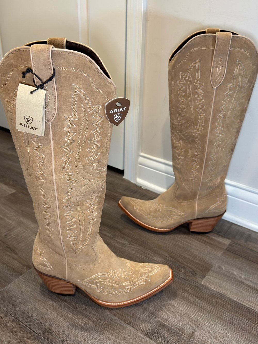 Ariat Cassanova Truly Taupe Western Suede Tall Boots